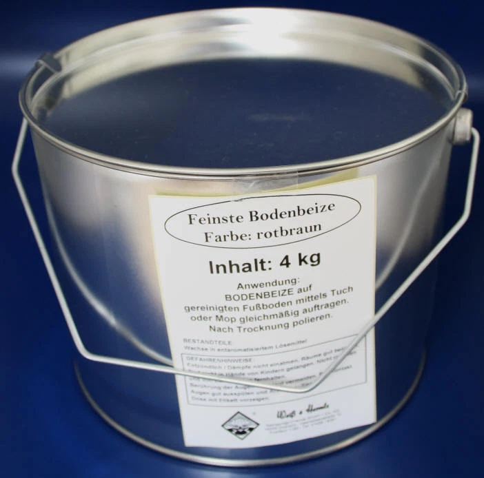 WASSERROSE 4 kg BODENBEIZE BEIZE BODENWACHS PARKETTWACHS ROTBRAUN MÖBELWACHS FLOOR WAX CIRE