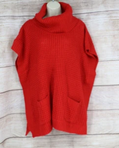 Westbound Womens Size XL Pullover Turtleneck Knit Raglan Poncho Sweater Red - Picture 1 of 6