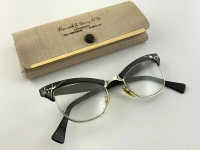 Gafas vintage años 70 aluminio 1-10 oro 12K rellenas florales monturas Cateye DD178 Foto 1 de 4