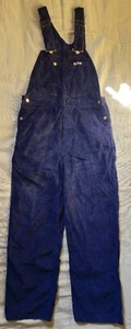 DIE LATZHOSE der USA LEE original Kord WORKER Latzhose Navy Blue 70er BAGGY NOS - Bild 1 von 18