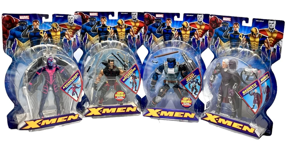 Juego de 4 figuras de acción Marvel Legends Classic X-Men Beast, Arcángel Toybiz Foto 1 de 4