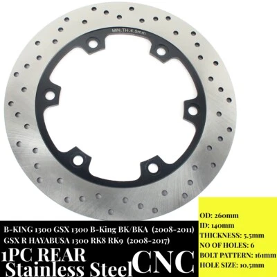 Rotor de disco de freno trasero para Suzuki Hayabusa GSX1300R 08-17 B-King GSX1300BK 08-11 Foto 1 de 4