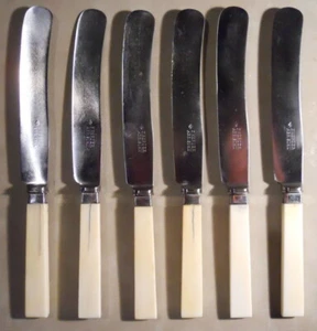 Antique Bone Table Knife Set Friedrich HERDER ABR SOHN (and Son) Spade Mark - Picture 1 of 4