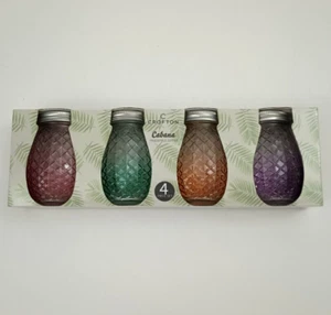 Crofton Cabana 4 Pineapple Mason Jar Multicolor with Straws 4 Pack - New w/ Box - Picture 1 of 8