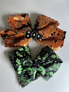 Jojo Siwa Halloween Flip Sequin Huge Cheer Orange Bow Boo Green Bats Lot Costume - Picture 1 of 10
