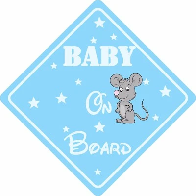 STICKERSHOP103 BABY AN BORD MAUS Autoschild Aufkleber Baby Kind Kinder Sicherheit Kinder Junge blau