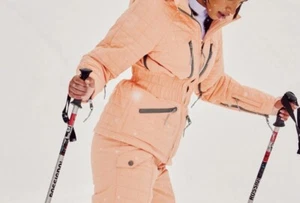 NEW Free People FP Movement All Prepped Ski Jacket M Medium Peach Coat Parka - Picture 1 of 6