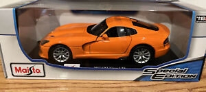 Maisto 1:18 Dodge Viper SRT GTS 2013 Bright Orange Supercar Diecast Model New!
