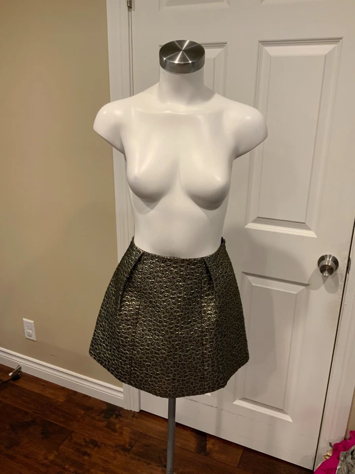 Mini-saia Tibi cintilante dourada paisley jacquard linha A, tamanho 2 - Imagem 1 de 4