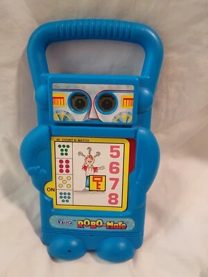 Robo-Mate Vtech 1991 Educational Toy Robot Vintage Retro With Cards Blue WORKS - Image 1 of 4