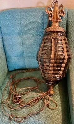 Lámpara colgante colgante vintage de vidrio ahumado botín luz gótica mediados de siglo moderna Foto 1 de 4