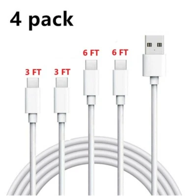 4 Pack 3FT & 6FT  USB C Cable Type C Fast Charger For Samsung Galaxy A01 A51 A71 - Image 1 of 4