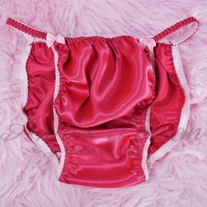 Bragas Sissy Satén para HOMBRE - Rosa Caliente Cuerda Brillante Bikini o sujetador o falda - Imagen 1 de 6