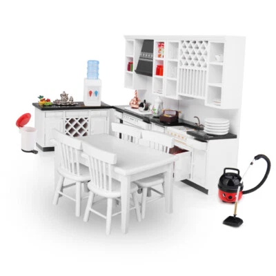 MARKENLOS Europäische Puppenhaus Esszimmermöbel Set Tee Set Maßstab 1/12