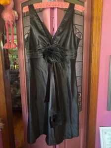 Beautiful Review Australia Black Satin Black Feather Cocktail Dress 14 Excellent - Picture 1 of 2