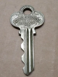 P & F CORBIN # 2L 93816 Haus Kofferraum Vorhängeschloss Schloss Schlüssel USA Antik - Bild 1 von 2