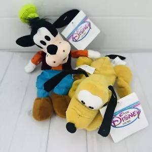 The Disney Store 8 Zoll Mini Tasche Tasche Plüsch Goofy und Pluto Plüsch 2 Stück Set - Bild 1 von 12