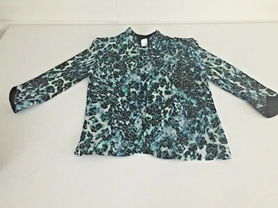 Chaqueta ALEX EVENINGS Mujer Talla M Verde Azulado Negro Estampado Animal Brillante Manga 3/4 Foto 1 de 4