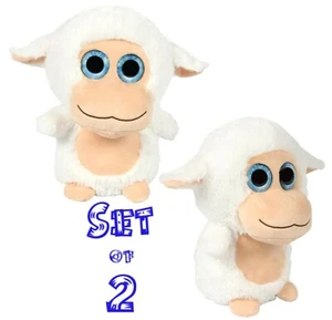 (2er Set) 9 Zoll niedliches weißes großes Auge Schaf prall Plüsch Sammlung Kuscheltier Kuscheltier - Bild 1 von 3