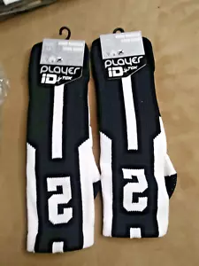 ID de jugador por TCK 1 par de calcetines de fútbol negros/blancos #2 talla L - NUEVOS - Imagen 1 de 4