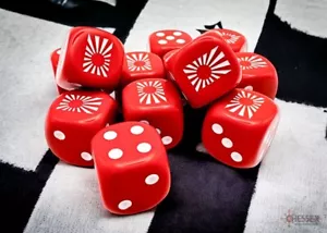 Dados de la Guerra de Japón Chessex (12) 16 mm rojo opaco/blanco CHX29062 - Imagen 1 de 2