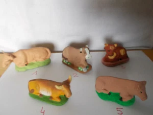 5 petits animaux bœuf ANCIENS DE CRECHE PLATRE-DEVINEAU? terre cuite vendu unité - Picture 1 of 12