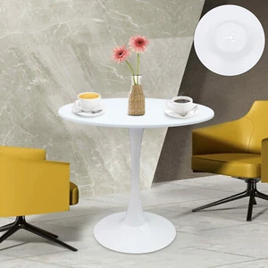 31.5in Round Dining Table White Coffee Table End Side Table Bar Tulip Pedestal  - Picture 1 of 20