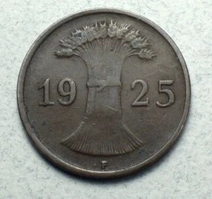 Germany 1Pf. 1 Reichspfennig 1925-F KM# 37 Deutsches Reich Europe Coin  - Picture 1 of 2
