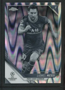 2022 LIONEL MESSI TOPPS CHROME UEFA CHAMPIONS LEAGUE BLACK WHITE RAY WAVE - Picture 1 of 2