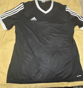 ADIDAS CLIMALITE BLACK W/WHITE STRIPES SHORT SLEEVE SHIRT MEN SIZE L NWOT - Picture 1 of 8