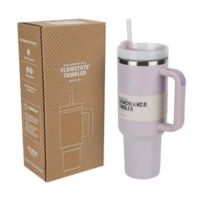 Thermobecher mit Strohhalm und Henkel, 1200ml 40oz Kaffeebecher To Go mit Deckel - Bild 1 von 20