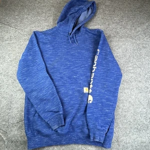 Carhartt Pullover Hoodie Medium Blue Hooded Sweatshirt Jacket Relaxed Fit Work - Picture 1 of 8