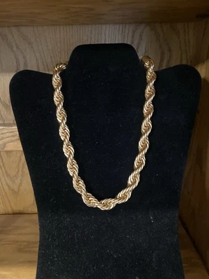 Brightest Gold Color 18 1/2” Thick Rope Chain Necklace Versatile VERY WELL MADE - Image 1 of 4