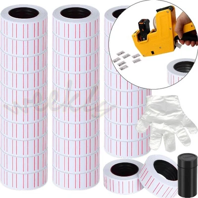 Red line Price Tag Gun Sticker 600 Labels Per Roll Refill Ink Roller For MX-5500 - Image 1 of 4