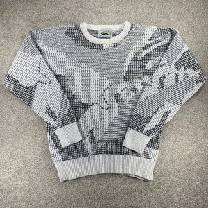 Suéter de punto grueso Le Tigre para hombre M? *Defecto* Algodón Abstracto Monocromo Crew EE. UU. - Imagen 1 de 4