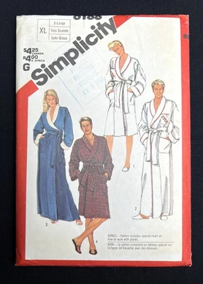 Simplicity 6188 Misses/Mens Robe-2 Lengths 1983 Pattern sz XL Bust 42"-44" Uncut - Image 1 of 2