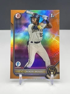 2022 Bowman 1st Edition Hendry Mendez Orange Foil Refractor /25 1st Bowman - Picture 1 of 3