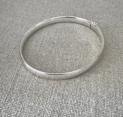 Bracelet Jonc Ovale Ouvrable Argent Massif 925/1000 Bijoux Femme - Photo 1/4