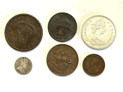 Lot Of  6 Vtg Canadian Coins- 1852 Thru 1965 - See Pics And Description - Image 1 of 4
