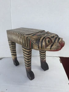 Antiguo gato de arte popular de madera único en su clase - Imagen 1 de 9