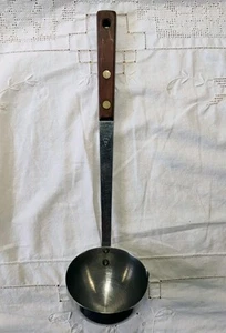 Cucharón doméstico vintage mango marrón acero inoxidable EE. UU. 12" pulgadas utensilio de cocina de colección - Imagen 1 de 10