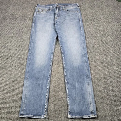 True Religion Geno Jeans Mens 36 Light Wash Relaxed Slim Straight Flap Pocket - Image 1 of 4