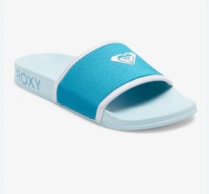 NWT ROXY LIFE STEP INTO YOU Slide Sandals Women’s Sz US 7 Aqua / White - Picture 1 of 5