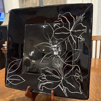 "Plato para servir cuadrado negro Laurie Gates Antilles 12"" descontinuado" Foto 1 de 4