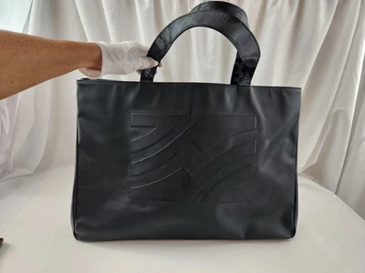 Authentic Salvatore Ferragamo Large Tote Bag Hand Shoulder Black Vinyl Handbag - Image 1 of 4