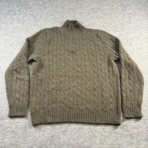 Polo Ralph Lauren 1/4 Zip Sweater Mens XL Pullover Cable Knit Lambs Wool - Picture 1 of 9