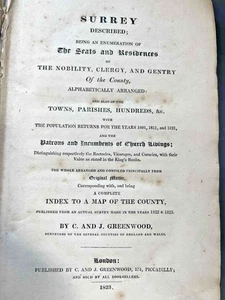 Rare Original 1823 Surrey Described by C. & J. Greenwood – Seats of the Nobility - Imagen 1 de 7