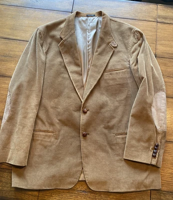 Abrigo deportivo Oakton Ltd marrón pana blazer cuero parches en el codo para hombre 44L Foto 1 de 4