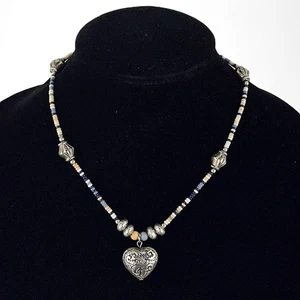 Collana Vintage Navajo Pietra Preziosa Spinosa Cuore Sterling Perline - Foto 1 di 8