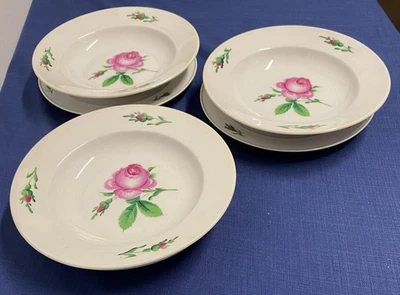  3 shallow + 3 deep plates - porcelain manufactory Meissen - wild rose - red rose - Image 1 of 4